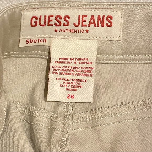 Y2K GUESS Jeans Khaki Tan Cargo Pants SZ 26 - Picture 4 of 4
